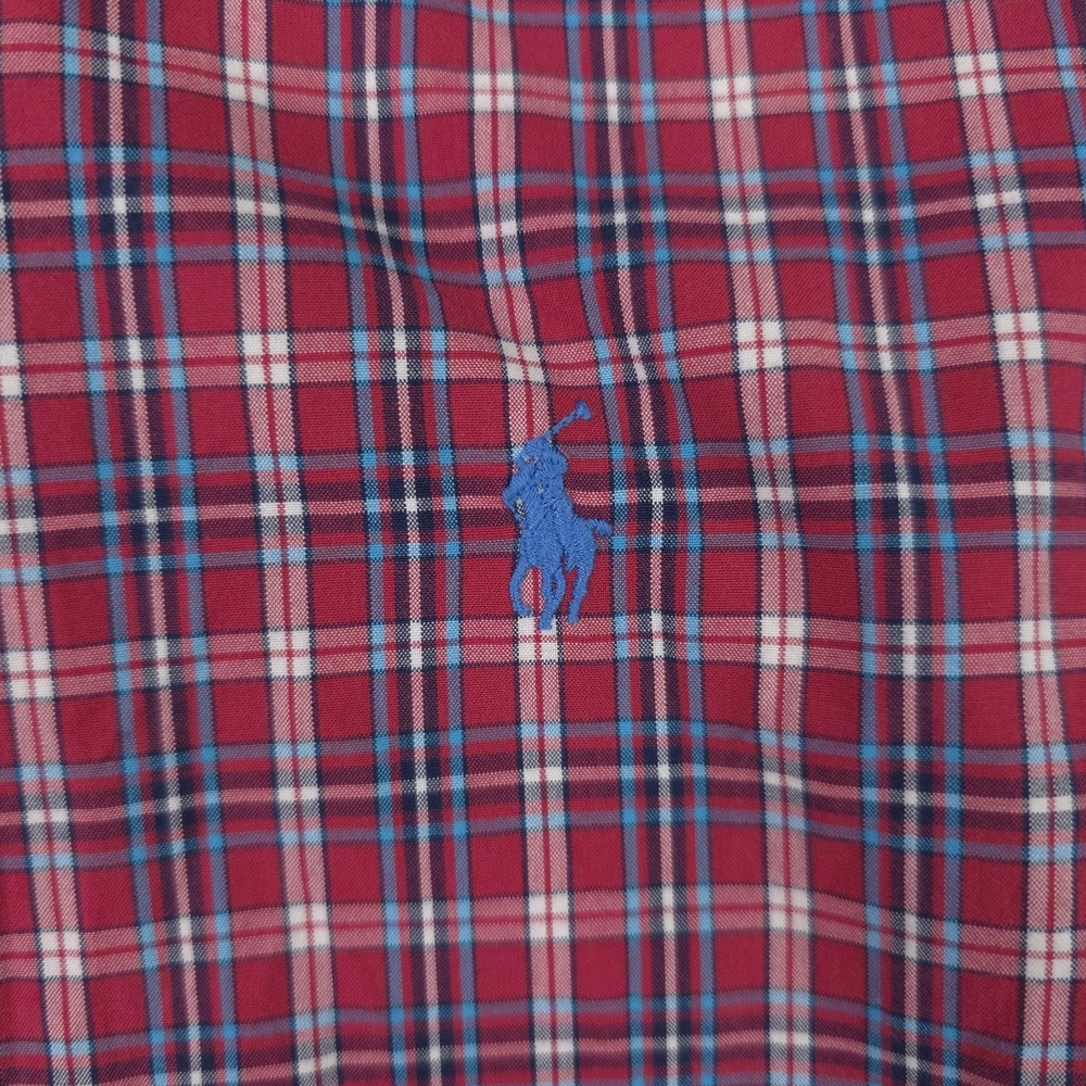 Ralph Lauren Shirt Mens XL Red Blue Plaid Custom Fit Long Sleeve Button Down - Picture 3 of 9